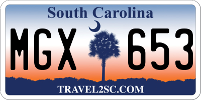 SC license plate MGX653