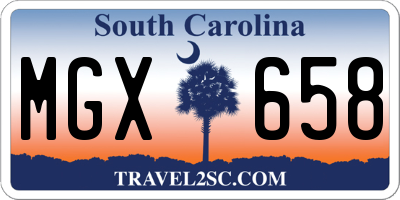 SC license plate MGX658
