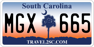 SC license plate MGX665