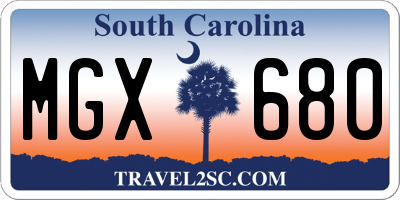 SC license plate MGX680