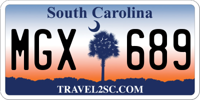 SC license plate MGX689