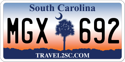 SC license plate MGX692
