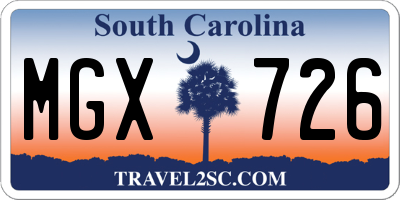 SC license plate MGX726