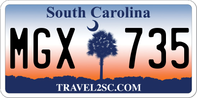 SC license plate MGX735