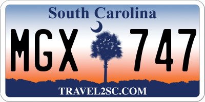 SC license plate MGX747