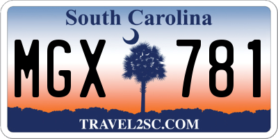 SC license plate MGX781