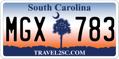 SC license plate MGX783