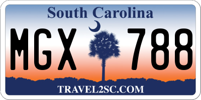 SC license plate MGX788