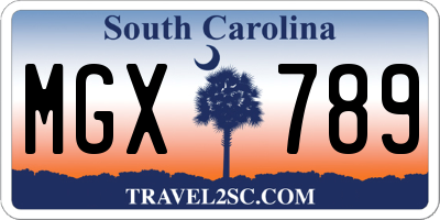 SC license plate MGX789