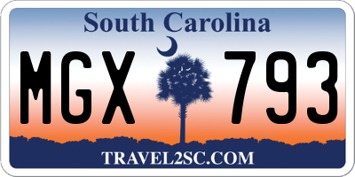 SC license plate MGX793