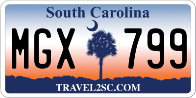 SC license plate MGX799