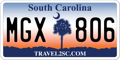 SC license plate MGX806