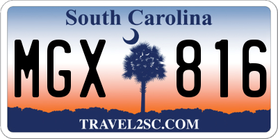 SC license plate MGX816