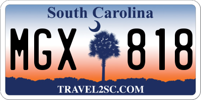 SC license plate MGX818
