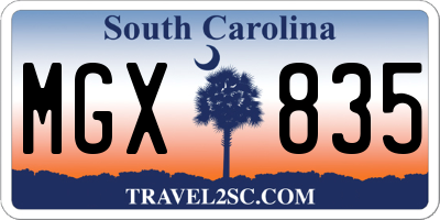 SC license plate MGX835