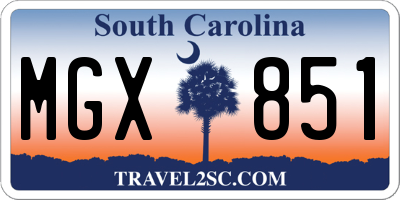 SC license plate MGX851