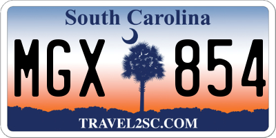 SC license plate MGX854