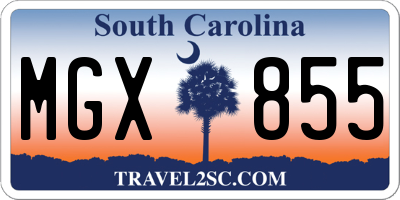 SC license plate MGX855