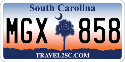 SC license plate MGX858