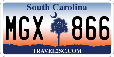 SC license plate MGX866