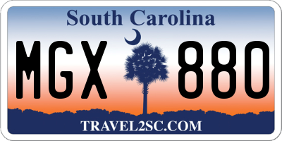 SC license plate MGX880