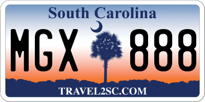 SC license plate MGX888