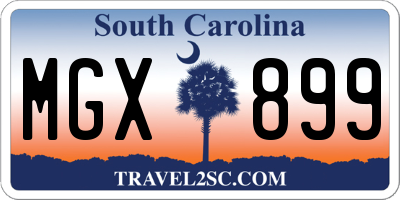 SC license plate MGX899