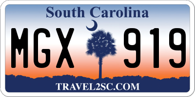 SC license plate MGX919