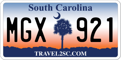 SC license plate MGX921