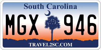SC license plate MGX946