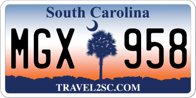 SC license plate MGX958