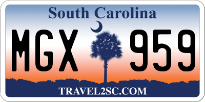 SC license plate MGX959