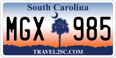 SC license plate MGX985