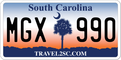 SC license plate MGX990