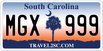 SC license plate MGX999