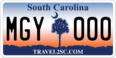 SC license plate MGY000