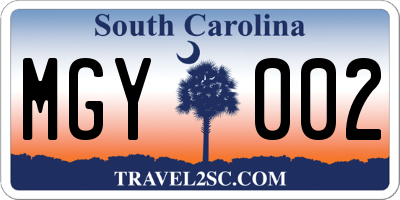 SC license plate MGY002