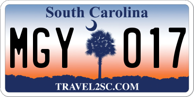 SC license plate MGY017