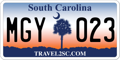 SC license plate MGY023