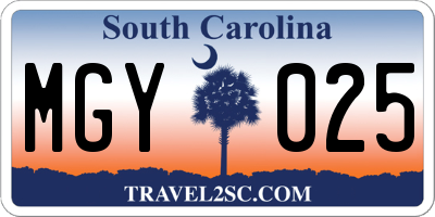 SC license plate MGY025