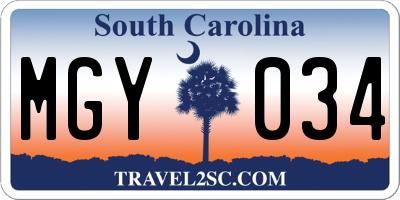 SC license plate MGY034