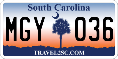 SC license plate MGY036