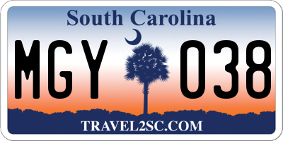 SC license plate MGY038