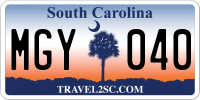 SC license plate MGY040