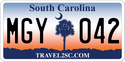 SC license plate MGY042