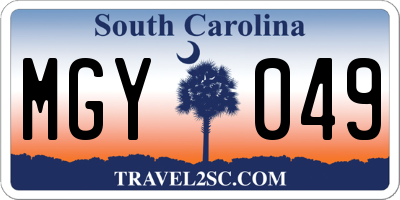 SC license plate MGY049