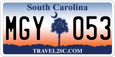 SC license plate MGY053