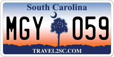 SC license plate MGY059
