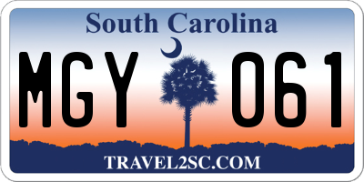 SC license plate MGY061