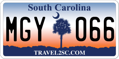 SC license plate MGY066